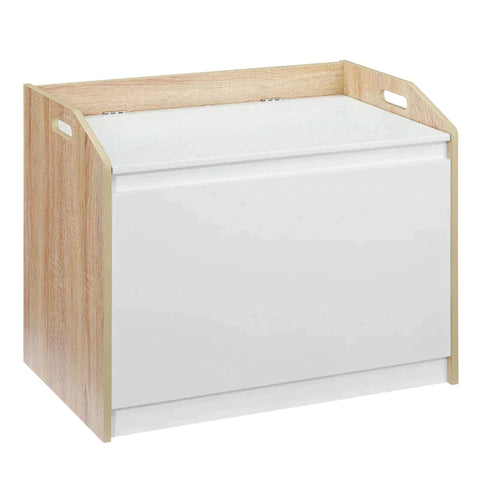 Rootz Bench - Opbergbank - Bank Met Opbergruimte - 2-in-1 Borstbank - Slaapkamer - Woonkamer - Wit/Natuur - 62.4B x 40D x 51.5H cm