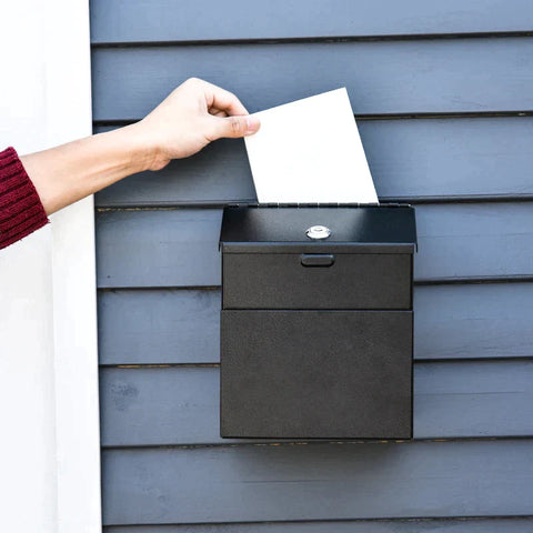 Rootz Suggestiebox - Donatiebox - Brievenbus - Brievenbus Met Slot - Verzamelbox - Sleutelbox - Wandmontage Stalen Brievenbus - Zwart - 15 x 18 x 22 cm