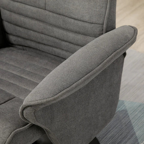 Rootz Fauteuil - Accent Stoel - Ligstoel Met Voetenbank - Verstelbare Rugleuning Voor Slaapkamer - Foam - Donkergrijs - 69 x 71 x 104 cm