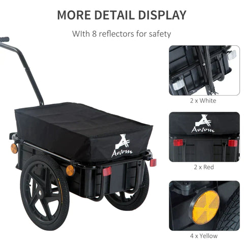 Rootz Bicycle Trailer - Cargo Trailer - Bike Trailer - Cargo Trailer - Garden Trolley - Black - 144 x 59 x 80 cm