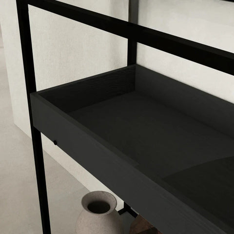 Rootz Console Table - 2 Shelves - Storage Space - Hallway Table - Hallway Console - Tempered Glass - Black - 100L x 30W x 78Hcm