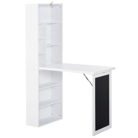 Rootz Desk - Bookshelf - Computer Office Workstation - Office Table - Foldable Dining Table Foldable 6 Compartments Bookshelf - Metal Frame - White