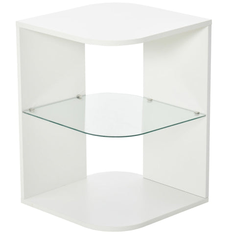 Rootz Side Table - Bedside Table - Corner Table - White - 40 cm x 40 cm x 56 cm