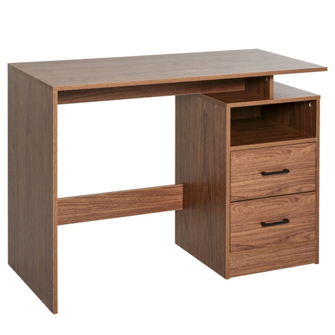 Rootz Computer Desk - Computer Table - Computer Desk With Open Shelves And Drawers - Brown - 107x 48x 76.2 cm