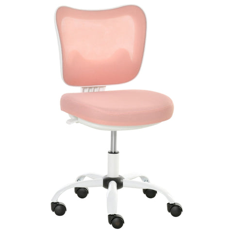 Rootz Office Chair - Swivel Chair Without Armrests - Height Adjustable Foam - ABS Metal - White/Pink - 46 x 51 x 78-87.5 cm