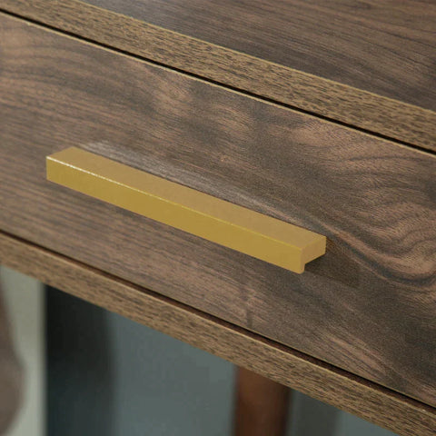 Rootz Cosmetic Table - Kaptafel - Met Spiegel &amp; Lade - Spaanplaat/Rubberhout/Glas - Walnoot - 60 x 45 x 134 cm