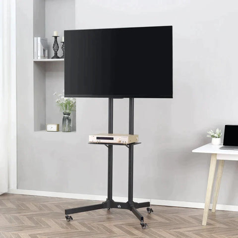 Rootz TV Stand - Mobile TV Stand With Wheels - Flat Screen TV Stand - Office - Classroom - Bedroom - 85.5 cm x 73 cm x 170 cm