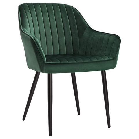Rootz Dining Chair - Modern and Elegant Leisure Chair - Dining Chairs - Metal Legs - Green - 62.5 x 60 x 85 cm (LxWxH)