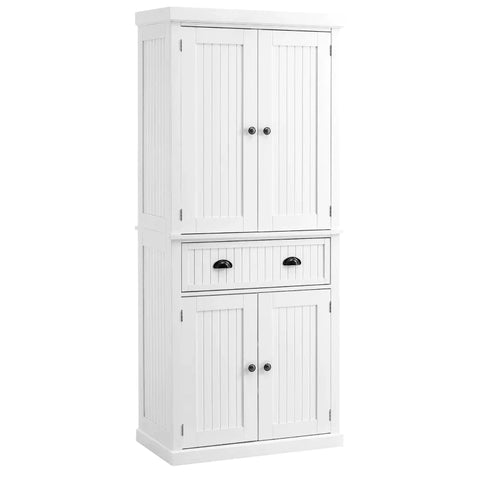 Rootz Kitchen Cabinet - Dish Cabinet - Tall Cabinet - Dining Room Cabinet With Drawer - 6 Levels - MDF - White - 76.2 x 40.2 x 183cm
