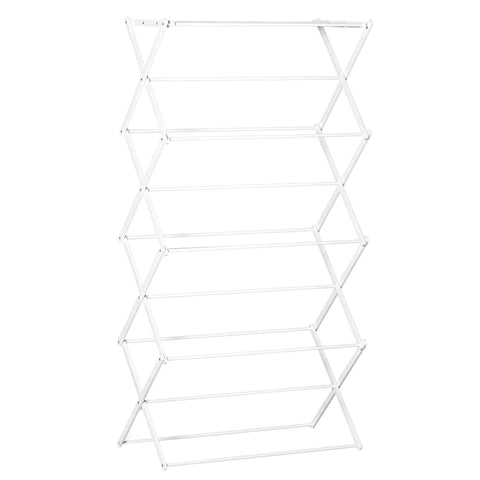 Rootz Foldable Drying Rack - Foldable Clothes Airer - Tower Dryer - Tower Clothes Airer - Drying Rack - 8-Tier Drying Rack - Metal + Plastic - White - 74 x 35 x 144 cm