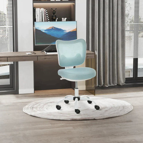 Rootz Office Chair - Swivel Chair Without Armrests - Height Adjustable Foam - ABS Metal - White/Light Blue - 46 x 51 x 78-87.5 cm