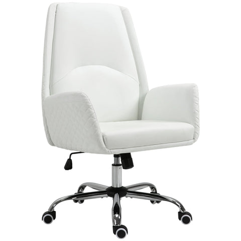 Rootz Office Chair - Height Adjustable - 5 Swivel Castors - White - 69 cm x 64 cm x 112 cm