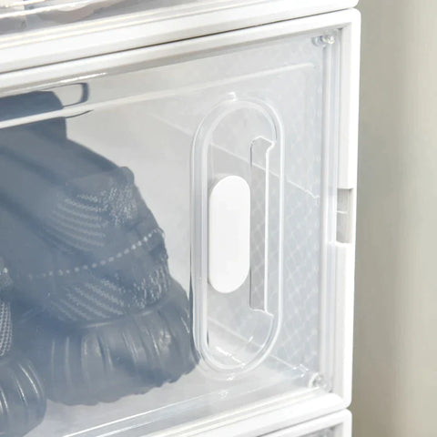 Rootz Shoe Box - Portable Shoe Storage Cabinet - Shoe Cabinet - Cube Storage - With Magnetic Door - PP - Clear/White - 25 x 35 x 19cm