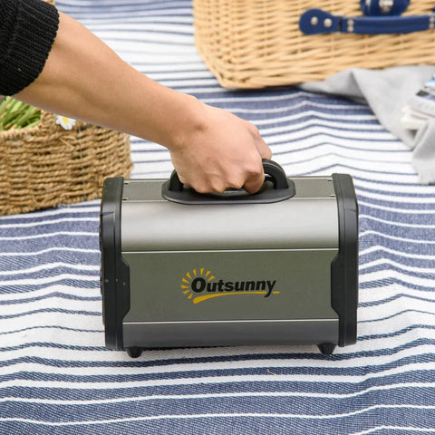 Rootz Portable Power Station - Portable Power Supply - Power Supply - 384wh Lifepo4 Battery - Drie oplaadmodi - Met AC-uitgangen USB/PD/CAR-poorten - LED-scherm - Voor op de camping - Grijs - 26,7L x 17,7W x 15,4H cm