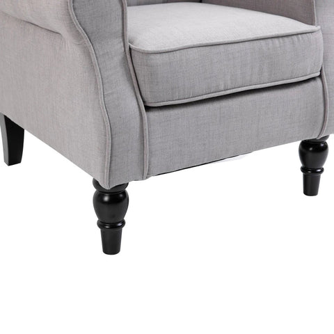 Rootz Single Sofa Recliner - Single Chair Sofa Recliner - Tufted Wooden - Feet Polyester Recliner - Gray Recliner - 76 X 86 X 108 Cm