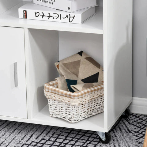 Rootz archiefkast - kantoorkast - kantoorcontainer met wielen - printerstandaard - opbergorganizer met afsluitbare lade - slaapkamer - woonkamer - wit - 100 x 35 x 65 cm