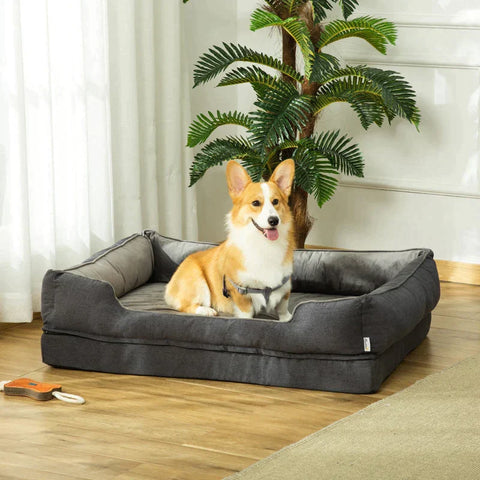 Rootz Hondenbed - Luxe Hondenbed - Hondenkussen - Hondenmatras - Dierenbed - Hoes Afneembaar en Wasbaar - Polyester - Grijs - 110 x 85 x 28 cm