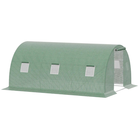 Rootz Greenhouse - Polykas - Inloop Poly Tunnel - Met 6 Ramen - Vorstbeveiliging - Donkergroen - 4.5L x 3B x 2H m