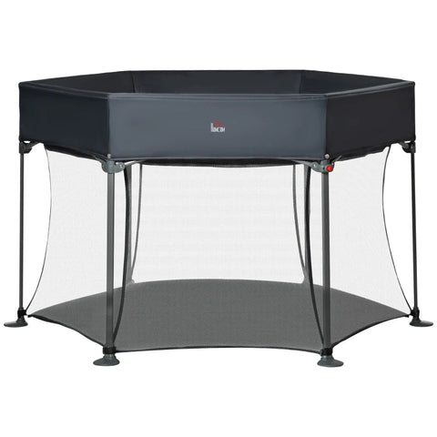Rootz Baby Playpen - Playpen - Foldable Portable - Oxford Cloth, Plastic - Grey - 134 cm x 134 cm x 83 cm