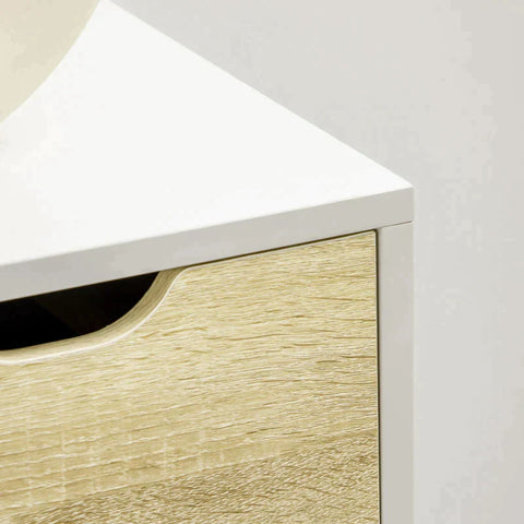 Rootz Chest Of Drawers - Cabinet - 5 Drawers - Anti-tilt - Modern Design - Pine Wood - White + Light Brown - 60 x 40 x 77.5 cm