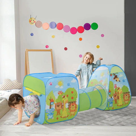 Rootz Kinderspeeltent - Babytent - 3-delige Speeltent - Kindertenttunnel - Gemakkelijk op te zetten Kindertent - Opvouwbare polyester tent - Kleurrijk - 230 X 74 X 93 Cm