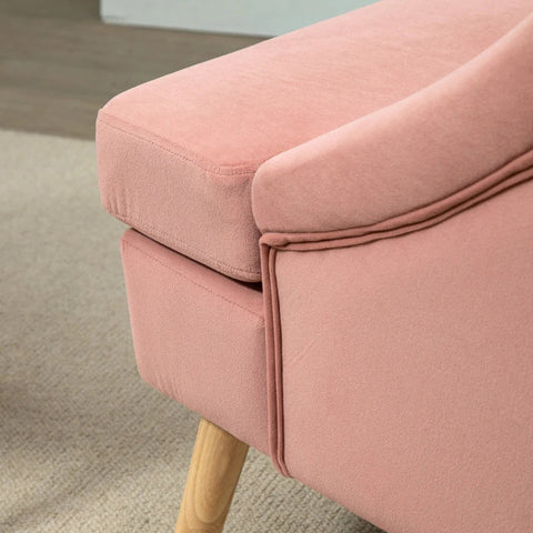 Rootz Armchair - Dining Chair - Accent Armchair - Scandinavian Design - Velvet Look - Rubber Wood - Pink + Natural - 69L x 76W x 87.5H cm