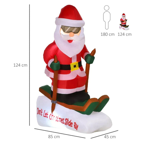 Rootz Inflatable Santa Claus - Christmas Decoration with Lights - Gardens Decoration - Fast Deflating - Automatic Inflation - Weatherproof - Polyester - 85 x 45 x 124 cm