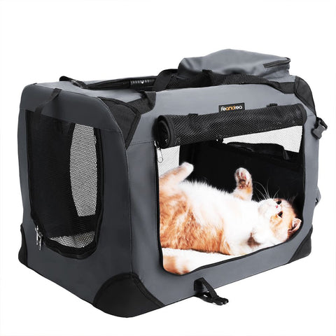 Rootz Dog Carrier - Dog Bag - Pet Carrier - Cat Carrier - Travel Pet Carrier - Portable Pet Carrier - Oxford Cloth/Steel - Grey - 60 x 40 x 40 cm