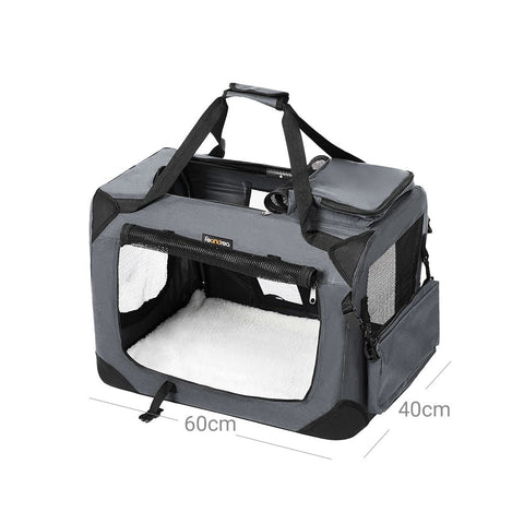 Rootz Dog Carrier - Dog Bag - Pet Carrier - Cat Carrier - Travel Pet Carrier - Portable Pet Carrier - Oxford Cloth/Steel - Grey - 60 x 40 x 40 cm
