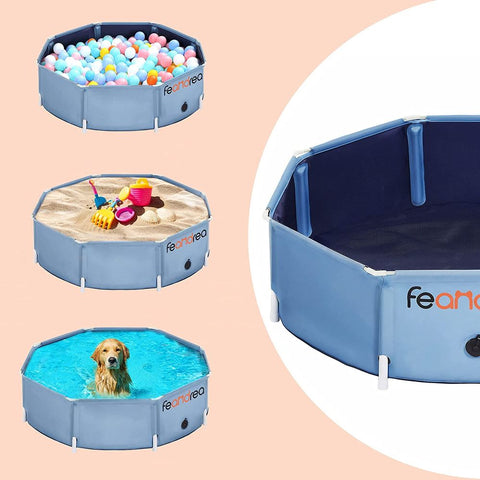 Rootz Dog Pool - Foldable Dog Pool - Dog Swimming Pool - Foldable Pet Pool - Outdoor Dog Pool - Easy To Clean - Blue