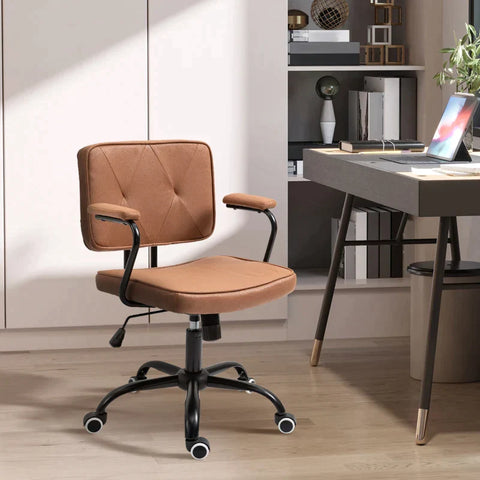 Rootz Office Chair - Elegant Office Chair - Desk Chair - Height Adjustable - 360° Rotation Tiltable - Brown - 61 x 58 x 82-91 cm