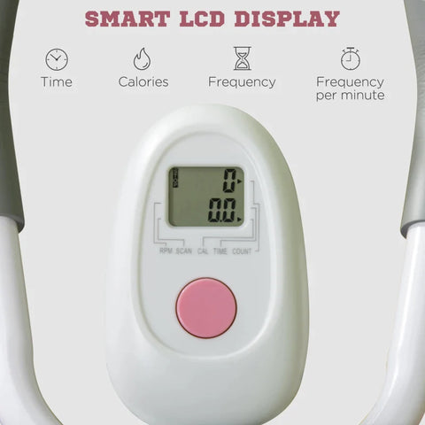 Rootz Buikspiertrainer - Opvouwbaar - Hoek- en Hoogte Verstelbaar - Monitor - Stalen Frame - Wit + Roze - 115 x 48 x 82 cm