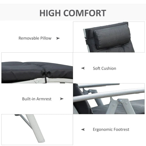 Rootz Sonnenliege – Strandliege – Gartenliege – faltbar – verstellbar – Schwarz – 137 x 63,5 x 100,5 cm