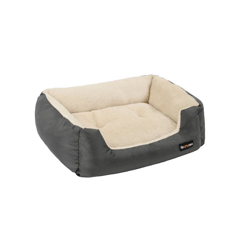 Rootz Dog Bed - Dog Round Bed - Pet Bed - Cat Bed - Pet Sleeping Bed - With Reversible Cushion - Grey - 80 x 65 x 20 cm