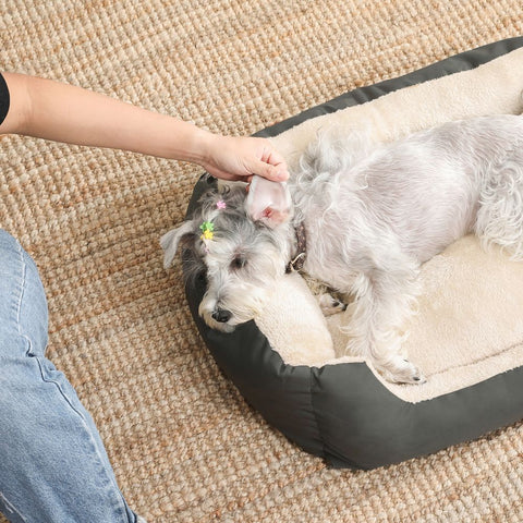 Rootz Dog Bed - Dog Round Bed - Pet Bed - Cat Bed - Pet Sleeping Bed - With Reversible Cushion - Grey - 80 x 65 x 20 cm
