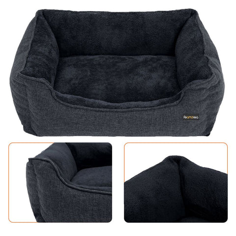 Rootz Dog Bed - Dog Bed For Medium-sized Dogs - Dog Sleeping Bed - Dog Cave Bed - Dog Orthopedic Bed - Dog Raised Bed - Imitation Linen - Polyester Fabric With Nubs - PP Filling - Plush - Dark Grey - 90 x 75 x 25 cm (L x W x H)