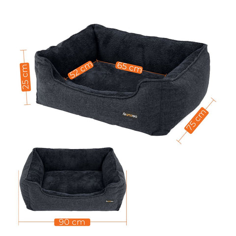 Rootz Dog Bed - Dog Bed For Medium-sized Dogs - Dog Sleeping Bed - Dog Cave Bed - Dog Orthopedic Bed - Dog Raised Bed - Imitation Linen - Polyester Fabric With Nubs - PP Filling - Plush - Dark Grey - 90 x 75 x 25 cm (L x W x H)