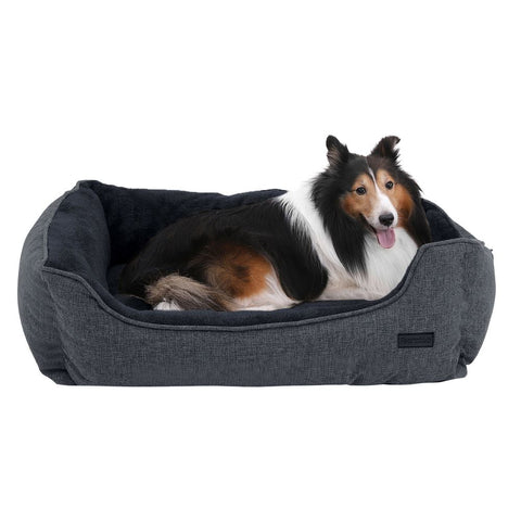 Rootz Dog Bed - Dog Bed For Medium-sized Dogs - Dog Sleeping Bed - Dog Cave Bed - Dog Orthopedic Bed - Dog Raised Bed - Imitation Linen - Polyester Fabric With Nubs - PP Filling - Plush - Dark Grey - 90 x 75 x 25 cm (L x W x H)
