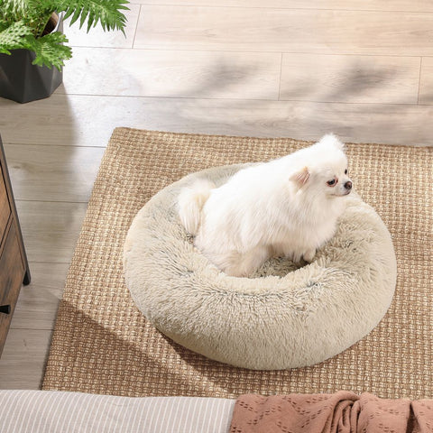 Rootz Dog Bed - Softly Padded Dog Bed - Sofa Dog Bed - Dog Round Bed - Pet Bed - Cat Bed - Portable Dog Bed - Pet Sleeping Bed - Plush/PP Filling - Khaki