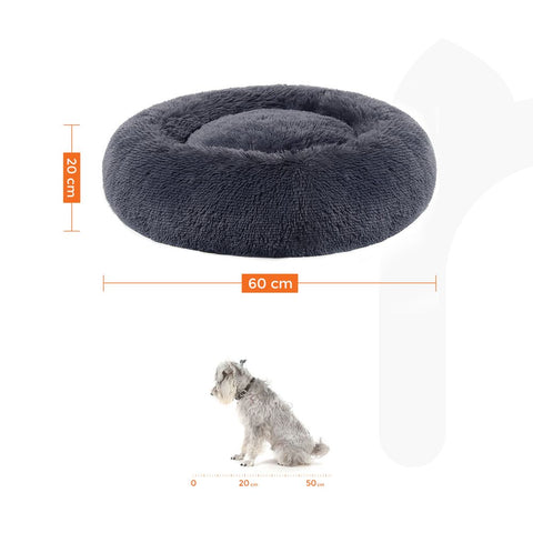 Rootz Dog Bed - Pet Bed - Round Dog Bed - Washable Dog Bed - Travel Dog Bed - Dog Sofa - Pet Sofa - Dark Grey - 60 x 20 cm