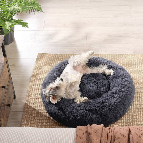 Rootz Dog Bed - Softly Padded Dog Bed - Sofa Dog Bed - Dog Round Bed - Pet Bed - Cat Bed - Portable Dog Bed - Pet Sleeping Bed - Plush/PP Filling - Dark Grey