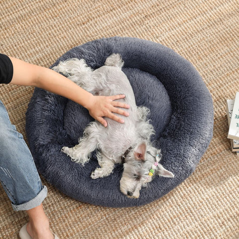 Rootz Dog Bed - Softly Padded Dog Bed - Sofa Dog Bed - Dog Round Bed - Pet Bed - Cat Bed - Portable Dog Bed - Pet Sleeping Bed - Plush/PP Filling - Dark Grey