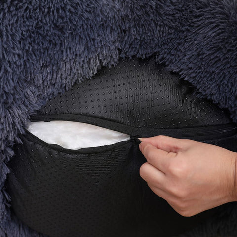 Rootz Dog Bed - Softly Padded Dog Bed - Sofa Dog Bed - Dog Round Bed - Pet Bed - Cat Bed - Portable Dog Bed - Pet Sleeping Bed - Plush/PP Filling - Dark Grey