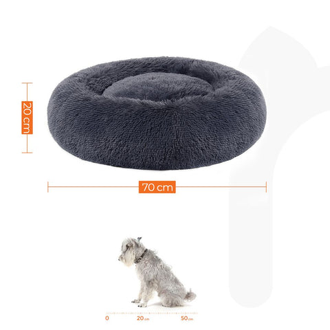 Rootz Dog Bed - Softly Padded Dog Bed - Sofa Dog Bed - Dog Round Bed - Pet Bed - Cat Bed - Portable Dog Bed - Pet Sleeping Bed - Plush/PP Filling - Dark Grey