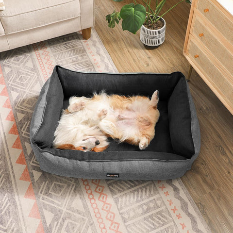 Rootz Dog Bed - Donut-shaped Dog Bed - Dog Bed With Border - Pet Bed - Dog Cushion - Dog Mattress - Waterproof Dog Bed -  Imitation Linen - Plush - PP Filling - Brown - 100 x 70 x 28 cm