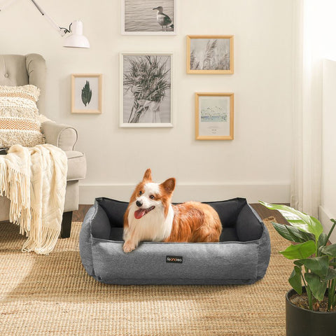 Rootz Dog Bed - Donut-shaped Dog Bed - Dog Bed With Border - Pet Bed - Dog Cushion - Dog Mattress - Waterproof Dog Bed -  Imitation Linen - Plush - PP Filling - Brown - 100 x 70 x 28 cm