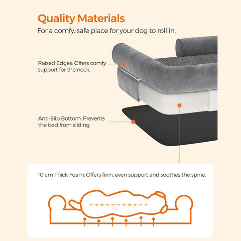 Rootz Dog Bed - Orthopedic Dog Bed - Waterproof Dog Bed - Raised Dog Bed - Comfortable Dog Bed - Outdoor Dog Bed - Plush With TPU Coating - Light Gray