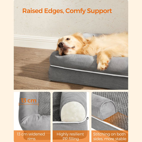 Rootz Dog Bed - Orthopedic Dog Bed - Waterproof Dog Bed - Raised Dog Bed - Comfortable Dog Bed - Outdoor Dog Bed - Plush With TPU Coating - Light Gray