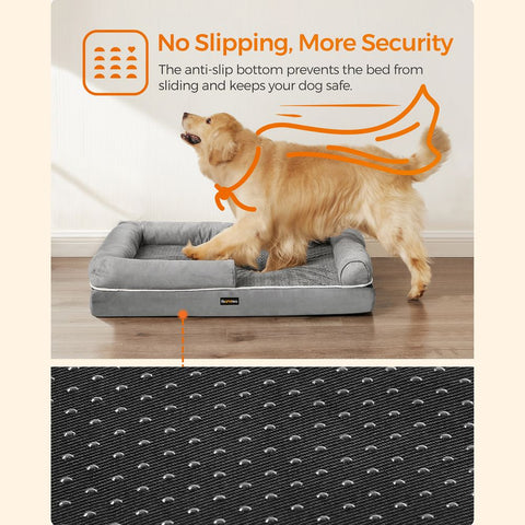 Rootz Dog Bed - Orthopedic Dog Bed - Waterproof Dog Bed - Raised Dog Bed - Comfortable Dog Bed - Outdoor Dog Bed - Plush With TPU Coating - Light Gray