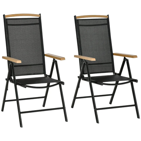 Rootz Klappstuhl – Gartenstuhl – Camping-Ausflugsstuhl – 2-teiliger Gartenstuhl – Aluminium – Schwarz – 71,5 cm × 68 cm × 109 cm